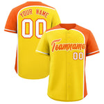 Custom Gold Orange Personalized Color Block Baseball jersey | BuyFootballJersey