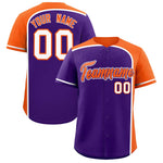 Custom Purple Orange Personalized Color Block Baseball jersey | BuyFootballJersey