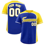 Custom Royal Gold Personalized Color Block Baseball jersey | BuyFootballJersey