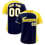 Custom Navy Gold Personalized Color Block Baseball jersey | BuyFootballJersey