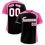 Custom Black Pink Personalized Color Block Baseball jersey | BuyFootballJersey