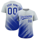 Custom Silver Royal Diagonal Stripe Personalized Gradient Fashion Baseball Jersey | BuyFootballJersey