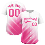 Custom White Pink Diagonal Stripe Personalized Gradient Fashion Baseball Jersey | BuyFootballJersey