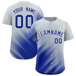 Custom Silver Royal Diagonal Stripe Personalized Gradient Fashion Baseball Jersey | BuyFootballJersey