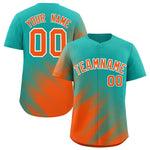 Custom Aqua Orange Diagonal Stripe Personalized Gradient Fashion Baseball Jersey | BuyFootballJersey