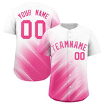 Custom White Pink Diagonal Stripe Personalized Gradient Fashion Baseball Jersey | BuyFootballJersey