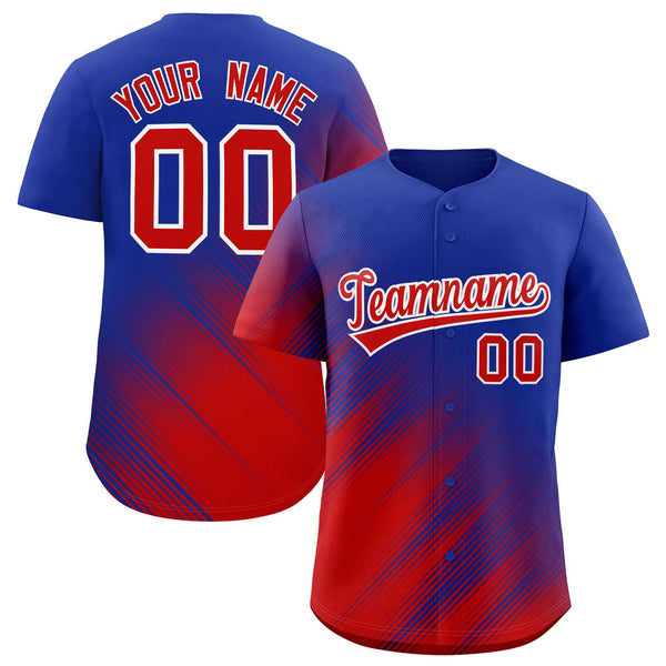 Custom Royal Red Diagonal Stripe Personalized Gradient Fashion Baseball Jersey | BuyFootballJersey