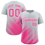 Custom Silver Pink Diagonal Stripe Personalized Gradient Fashion Baseball Jersey | BuyFootballJersey