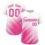 Custom White Pink Diagonal Stripe Personalized Gradient Fashion Baseball Jersey | BuyFootballJersey