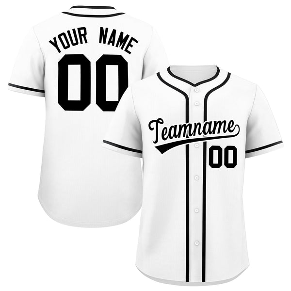 Custom White Black Personalized Classic Baseball Jersey | BuyFootballJersey