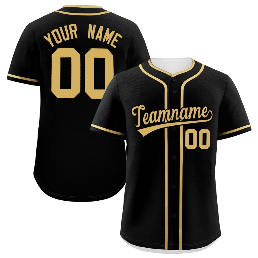 Custom Black Old Gold Personalized Classic Baseball Jersey | BuyFootballJersey
