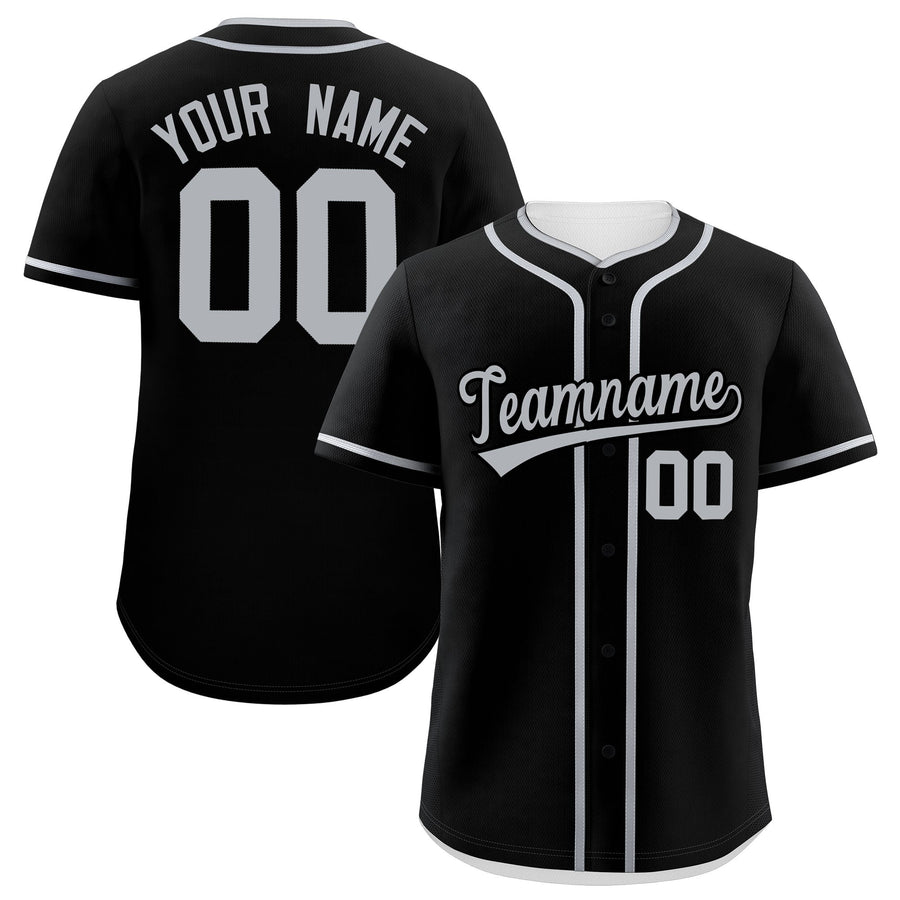 Custom Black Gray Personalized Classic Baseball Jersey | BuyFootballJersey