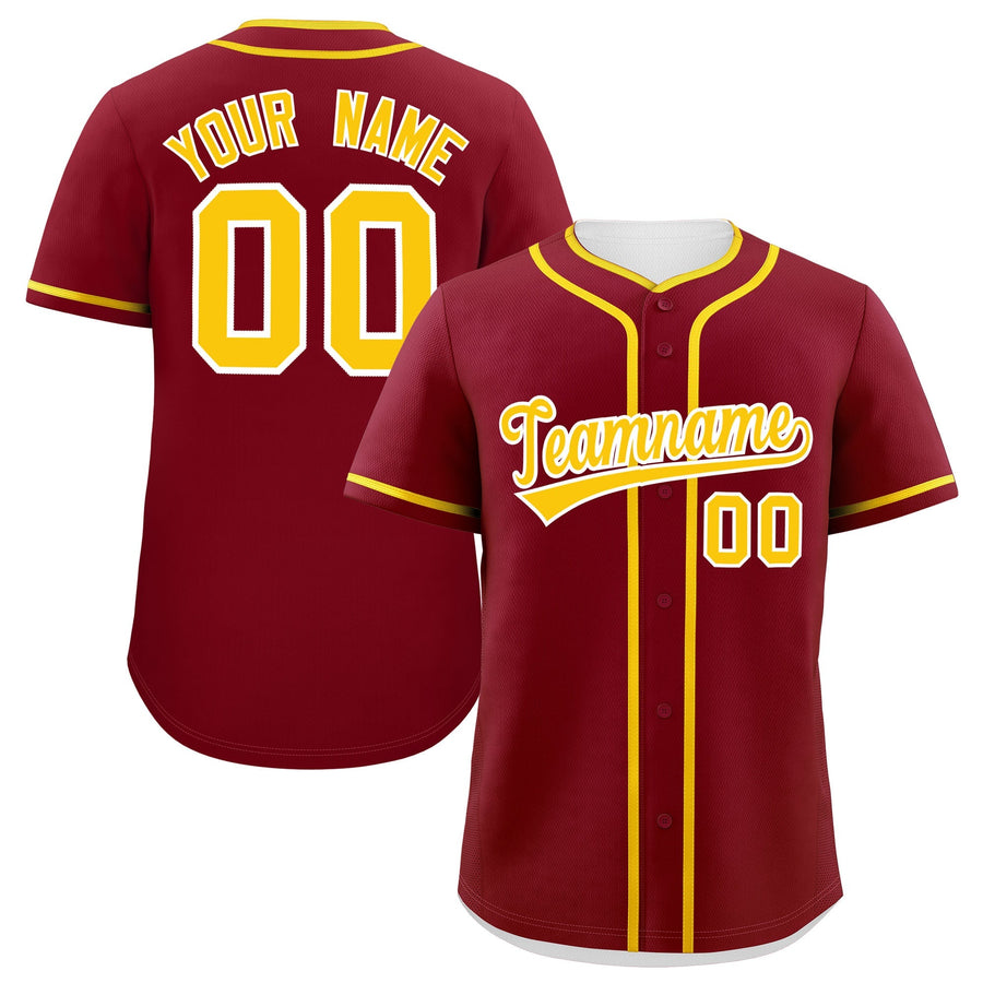 Custom Crimson Gold Personalized Classic Baseball Jersey | BuyFootballJersey