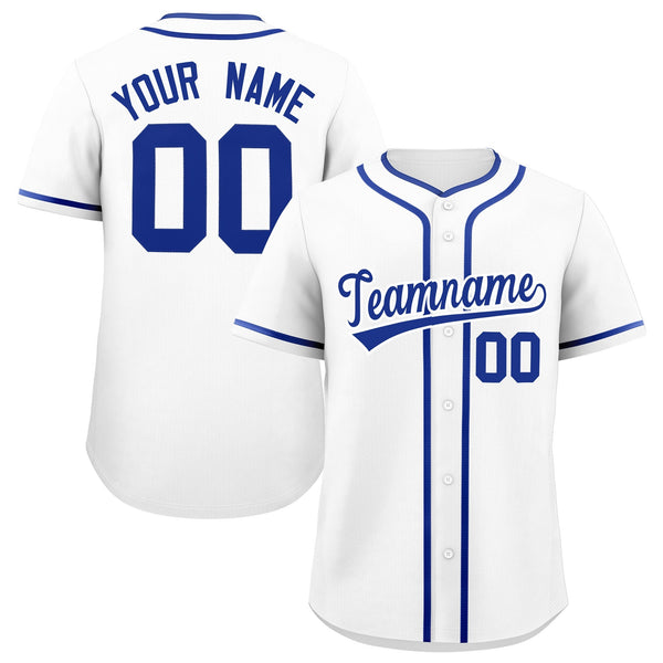Custom White Royal Personalized Classic Baseball Jersey | BuyFootballJersey