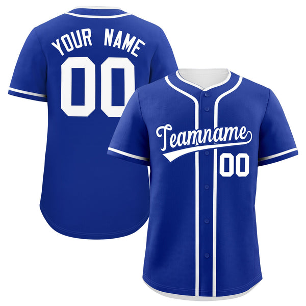 Custom Royal White Personalized Classic Baseball Jersey | BuyFootballJersey