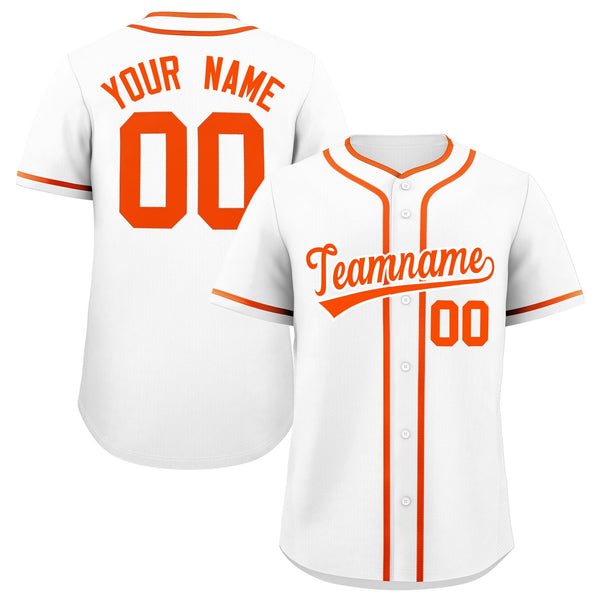Custom White Orange Personalized Classic Baseball Jersey | BuyFootballJersey