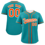 Custom Aqua Orange Personalized Classic Baseball Jersey | BuyFootballJersey