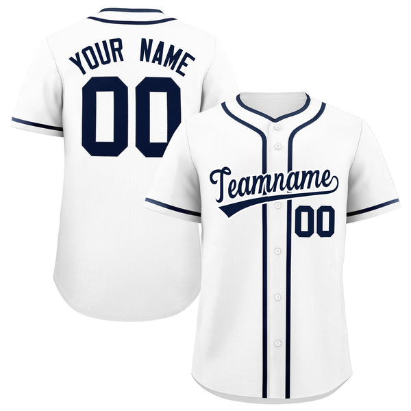 Custom White Navy Personalized Classic Baseball Jersey | BuyFootballJersey