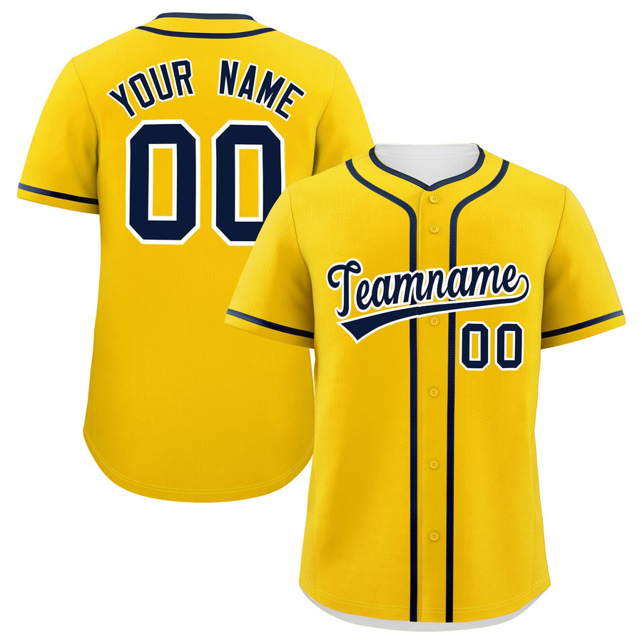 Custom Gold Navy Personalized Classic Baseball Jersey | BuyFootballJersey