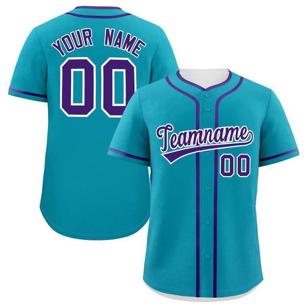 Custom Teal Purple Personalized Classic Baseball Jersey | BuyFootballJersey