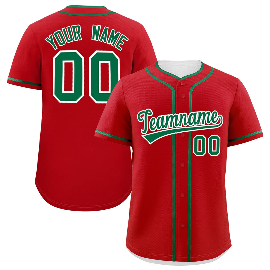 Custom Red Kelly Green Personalized Classic Baseball Jersey | BuyFootballJersey