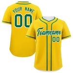 Custom Gold Kelly Green Personalized Classic Baseball Jersey | BuyFootballJersey