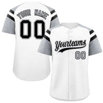 Custom White Silver Contrast Raglan Sleeves Baseball Jersey | BuyFootballJersey