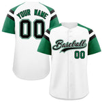 Custom White Kelly Green Contrast Raglan Sleeves Baseball Jersey | BuyFootballJersey