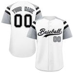 Custom White Silver Contrast Raglan Sleeves Baseball Jersey | BuyFootballJersey