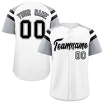 Custom White Silver Contrast Raglan Sleeves Baseball Jersey | BuyFootballJersey