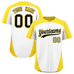 Custom White Gold Personalized Edge Color Block Baseball Jersey | BuyFootballJersey