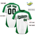 Custom White Kelly Green Personalized Edge Color Block Baseball Jersey | BuyFootballJersey