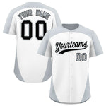 Custom White Silver Personalized Edge Color Block Baseball Jersey | BuyFootballJersey