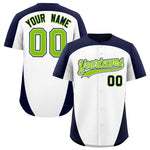 Custom White Navy Personalized Edge Color Block Baseball Jersey | BuyFootballJersey