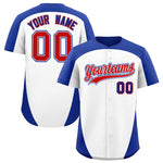 Custom White Royal Personalized Edge Color Block Baseball Jersey | BuyFootballJersey