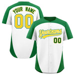 Custom White Kelly Green Personalized Edge Color Block Baseball Jersey | BuyFootballJersey