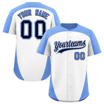 Custom White Light Blue Personalized Edge Color Block Baseball Jersey | BuyFootballJersey