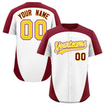 Custom White Crimson Personalized Edge Color Block Baseball Jersey | BuyFootballJersey
