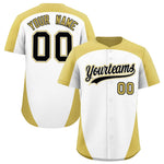 Custom White Old Gold Personalized Edge Color Block Baseball Jersey | BuyFootballJersey