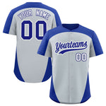 Custom Silver Royal Personalized Edge Color Block Baseball Jersey | BuyFootballJersey