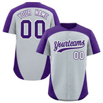 Custom Silver Purple Personalized Edge Color Block Baseball Jersey | BuyFootballJersey
