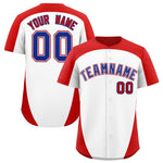 Custom White Red Personalized Edge Color Block Baseball Jersey | BuyFootballJersey