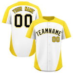 Custom White Gold Personalized Edge Color Block Baseball Jersey | BuyFootballJersey