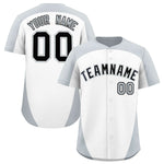 Custom White Silver Personalized Edge Color Block Baseball Jersey | BuyFootballJersey