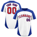Custom White Royal Personalized Edge Color Block Baseball Jersey | BuyFootballJersey