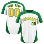 Custom White Kelly Green Personalized Edge Color Block Baseball Jersey | BuyFootballJersey