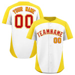 Custom White Gold Personalized Edge Color Block Baseball Jersey | BuyFootballJersey