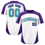 Custom White Purple Personalized Edge Color Block Baseball Jersey | BuyFootballJersey