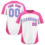Custom White Pink Personalized Edge Color Block Baseball Jersey | BuyFootballJersey