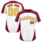 Custom White Crimson Personalized Edge Color Block Baseball Jersey | BuyFootballJersey